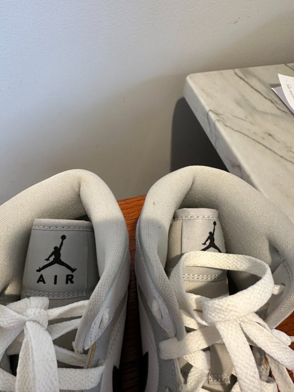 Women's Nike Air Jordan High Top Sneakers White Black Grey - Picture 6 of 8